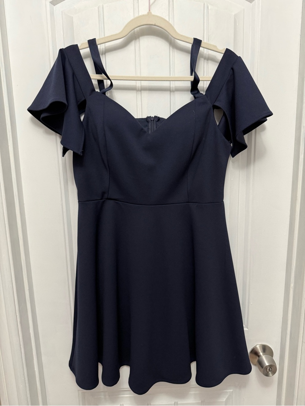 La Scala Vintage Navy Off Shoulder A-Line Dress Knee Length Size XL (56-17)